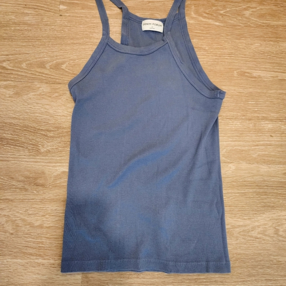 Denim Forum The Jane Ribbed Tank In Granite Blue
